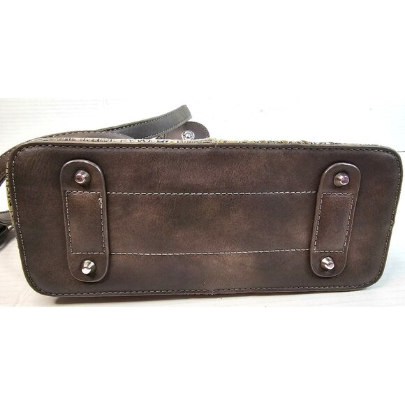 Vtg M.C. Metallic Croc Embossed Faux Leather Crossbody Bag Ornate Silver Tassel - Picture 13 of 15